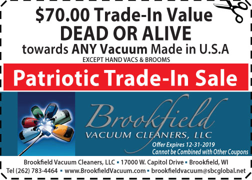 Coupon for $70 Trade-In Value at Brookfield Vacuum Cleaners shop southeast WI area